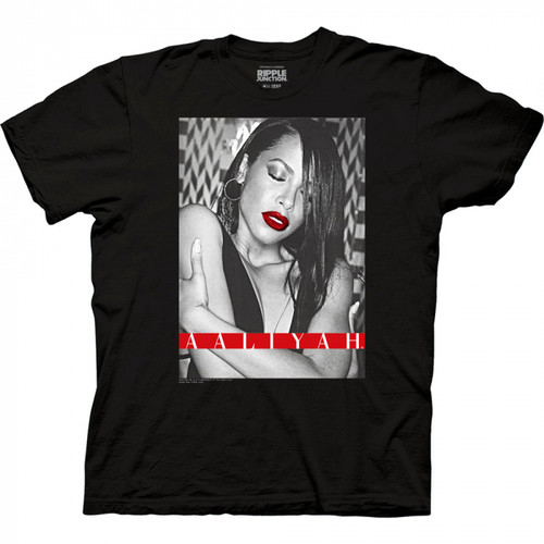 Aaliyah Red Lips T-shirt - Black