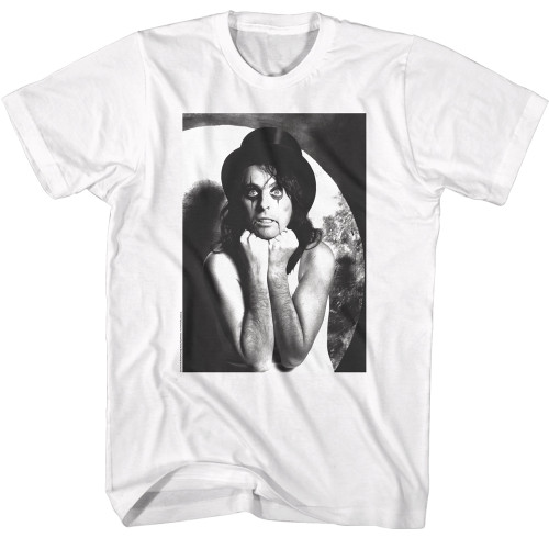 Alice Cooper Photo in Black and White T-Shirt - White