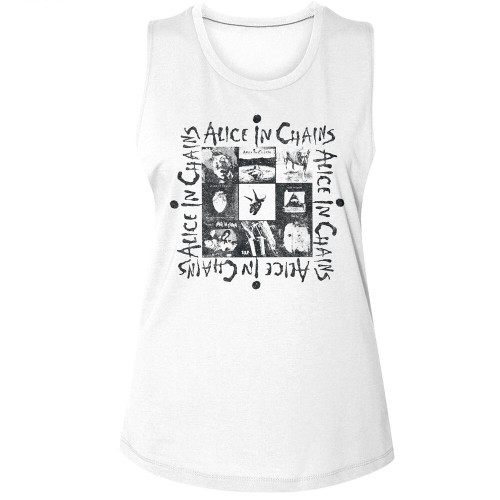 Alice in Chains Multi Albums Ladies Muscle Tank - White