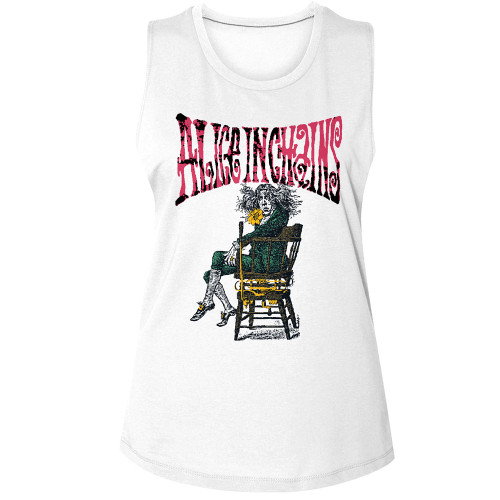 Alice in Chains Looking Back Alice Ladies Muscle Tank - White