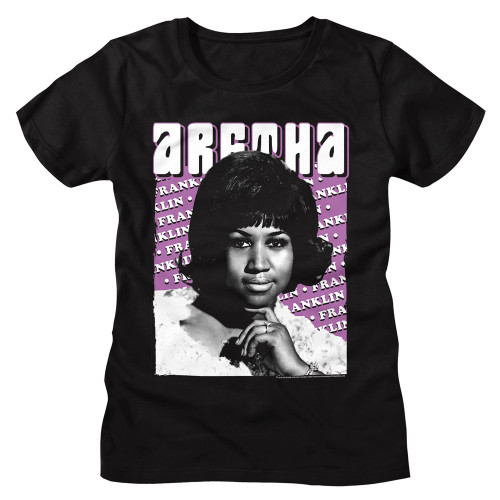 Aretha Repeated Name Women's T-Shirt  - Black