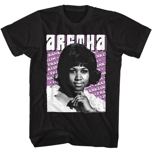 Aretha Repeated Name T-Shirt - Black