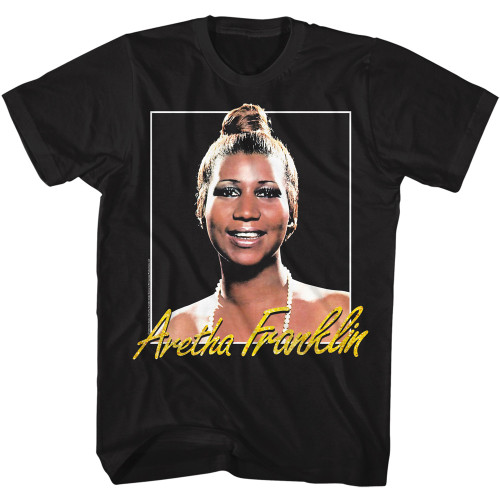 Aretha Franklin Metallic Signature T-Shirt - Black