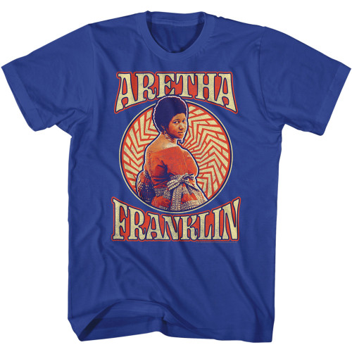 Aretha Franklin Retro Circle T-Shirt - Blue