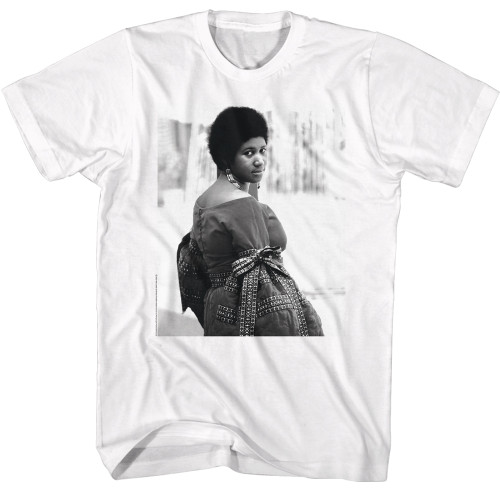 Aretha Franklin BW Portrait T-Shirt - White