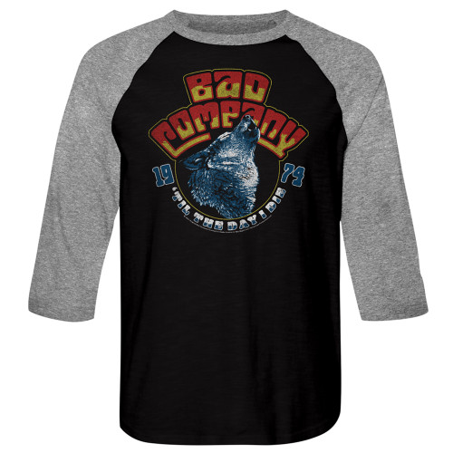 Bad Company 1974 Wolf Howling Raglan - Black & Gray