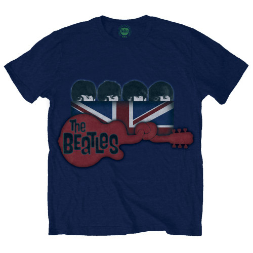 Beatles Guitar with Flag T-Shirt - Blue