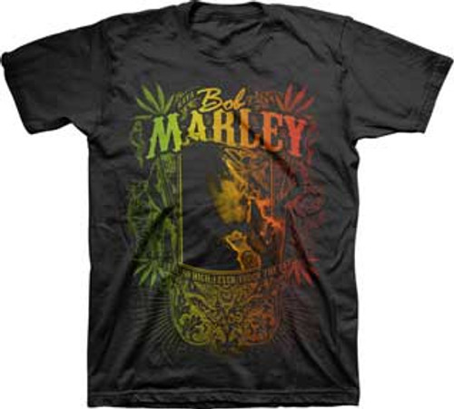 Bob Marley Kaya Now Jumbo Print T-Shirt - Black