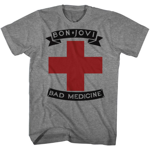 Bon Jovi Bad Medicine on Gray T-Shirt - Gray