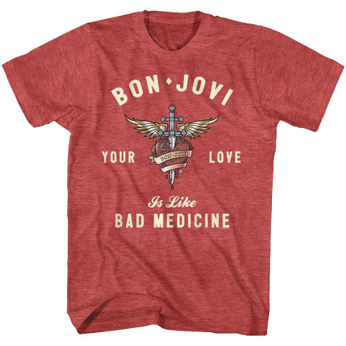 Bon Jovi Heart & Dagger T-Shirt - Red