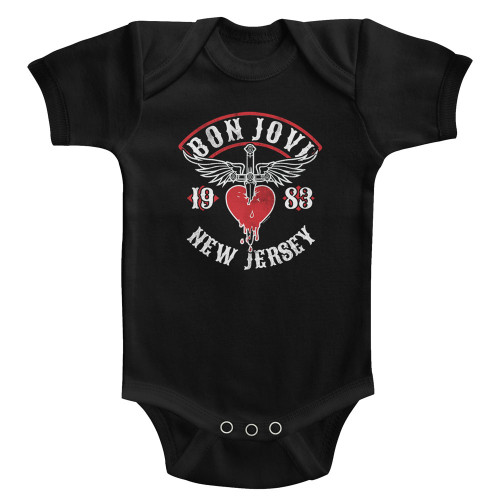 Bon Jovi 1983 New Jersey Baby Onesie - Black