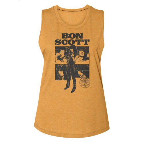 Bon Scott Multi Image Collage Ladies Muscle Tank - Yellow