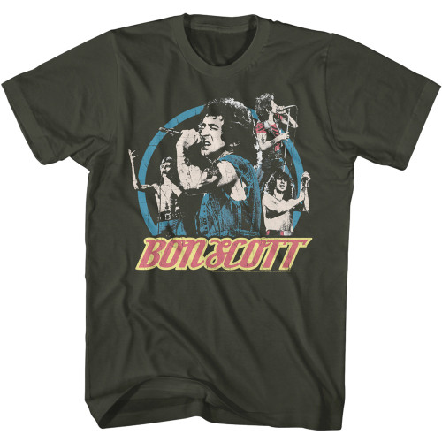 Bon Scott Multi Image Circle T-Shirt - Gray