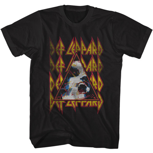 Def Leppard Hysteria Face and Logos T-Shirt - Black