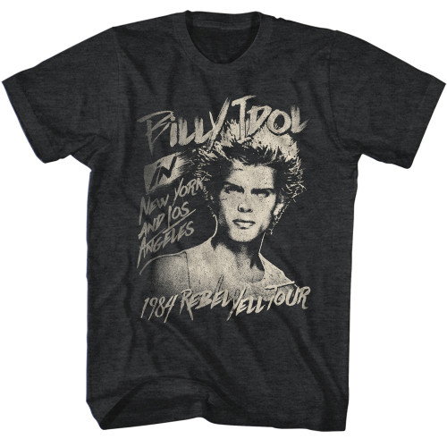 Billy Idol 1984 Rebel Yell Tour T-Shirt - Heather Black