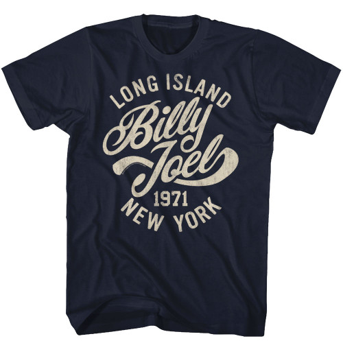 Billy Joel Long Island New York 1971 T-Shirt - Blue